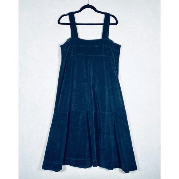 Me + Em Maxi Dress Womens 10 Blue Corduroy Quiet Luxury Costal Cowgirl Garden - Picture 7 of 14